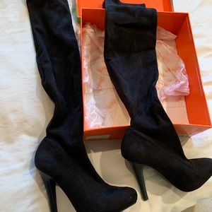 Over the knee stretch faux suade boot